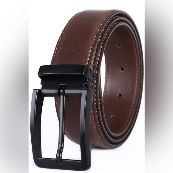 Men's Dress Belt Brown Leather Belts - Picture 1 of 6